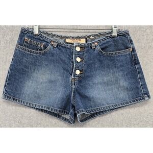 Vtg Y2K Paris Blues Juniors Denim Booty Shorts Sz 11 Button Fly Micro Festival